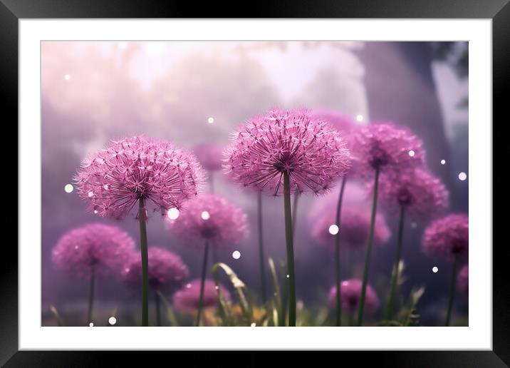 Purple Allium Flowers Framed Mounted Print by Picture Wizard