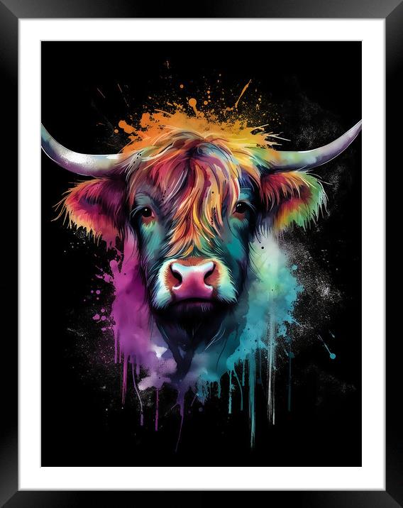 Highland Cow Colours 4 Framed Mounted Print by Picture Wizard