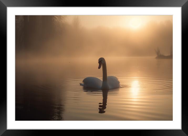 Golden Swan  Framed Mounted Print by Picture Wizard