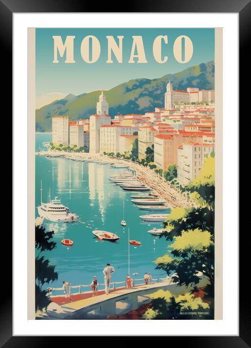 Monaco 1950s Travel Poster Framed Mounted Print by Picture Wizard