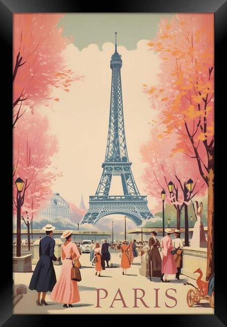 Paris 1950s Travel Poster Framed Print by Picture Wizard