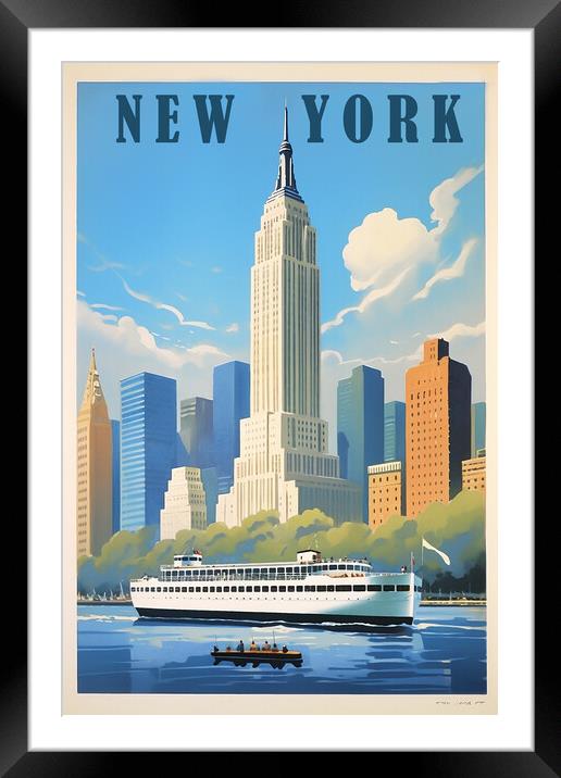 New York 1950s Travel Poster Framed Mounted Print by Picture Wizard