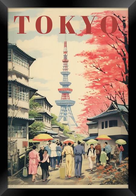 Tokyo 1950s Travel Poster Framed Print by Picture Wizard