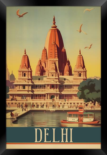 Delhi 1950s Travel Poster Framed Print by Picture Wizard