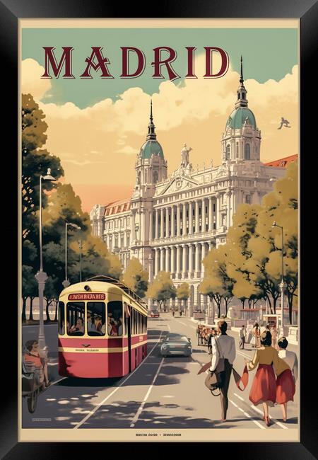 Madrid 1950s Travel Poster Framed Print by Picture Wizard