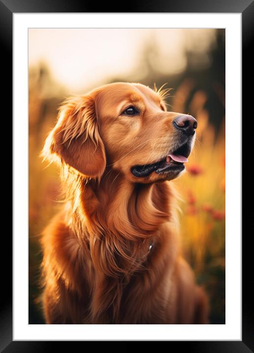 Golden Retriever Portrait Framed Mounted Print by Picture Wizard