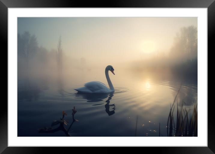 Golden Swan Framed Mounted Print by Picture Wizard