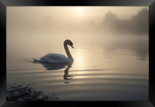 Swan Lake Sunrise Framed Print by Picture Wizard