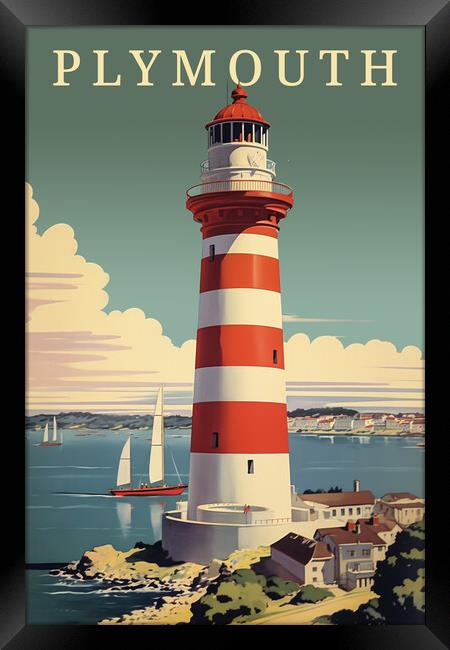 Plymouth 1950s Travel Poster Framed Print by Picture Wizard
