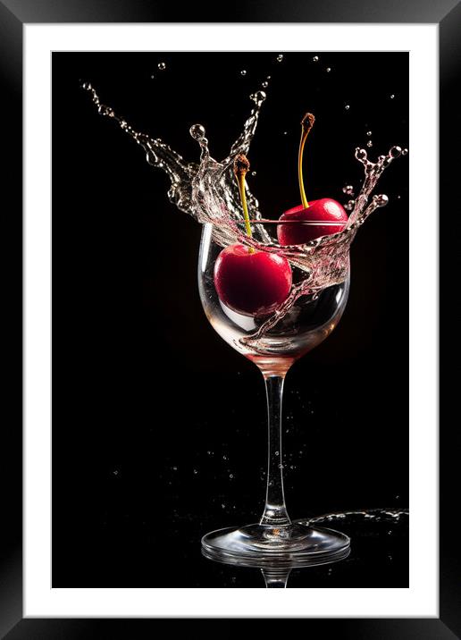 Cherry Splash 2 Framed Mounted Print by Picture Wizard