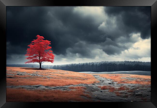 The Red Tree Framed Print by Picture Wizard