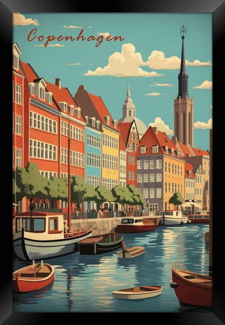 Copenhagen 1950s Travel Poster Framed Print by Picture Wizard