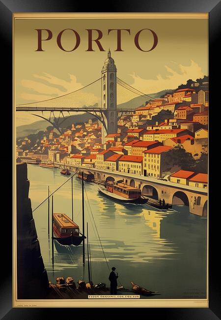 Porto 1950s Travel Poster Framed Print by Picture Wizard