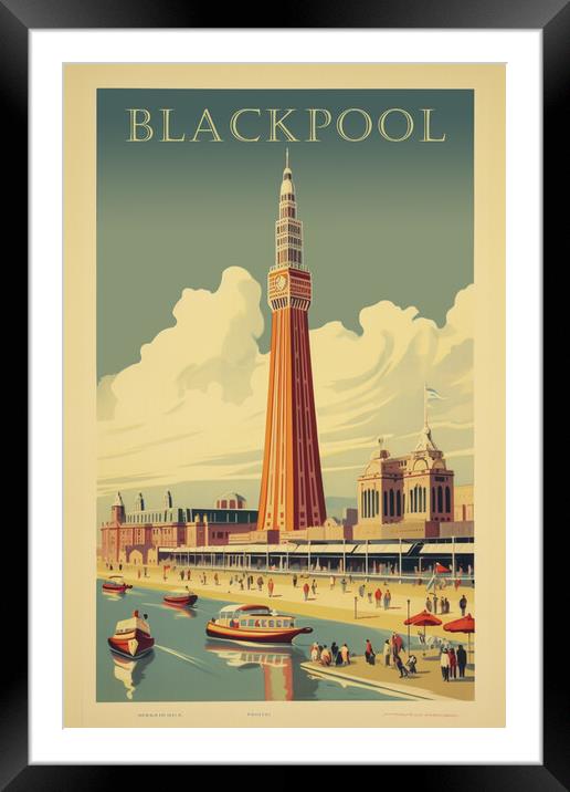 Blackpool 1950s Travel Poster Framed Mounted Print by Picture Wizard