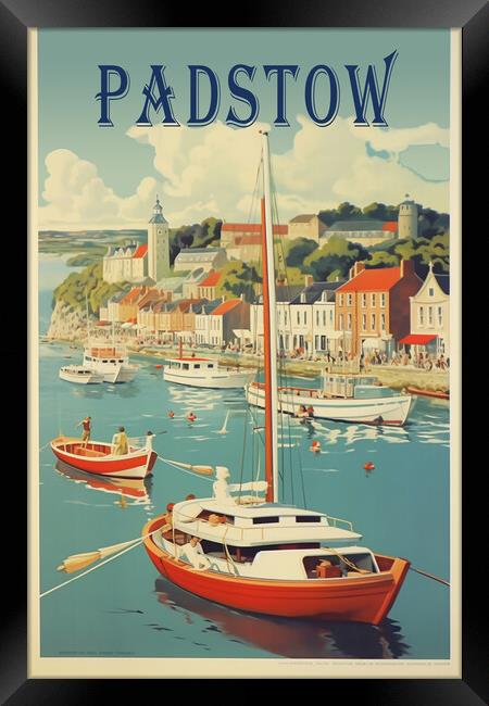 Padstow 1950s Travel Poster Framed Print by Picture Wizard