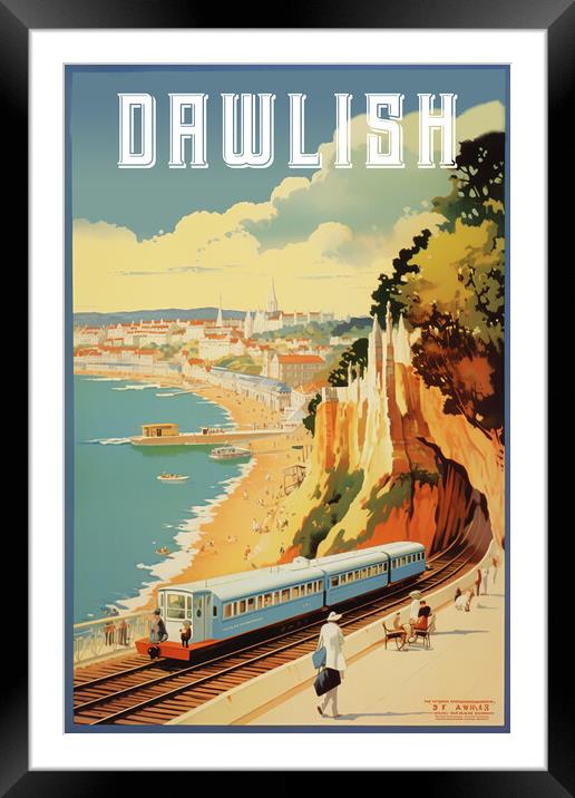 Dawlish 1950s Travel Poster Framed Mounted Print by Picture Wizard