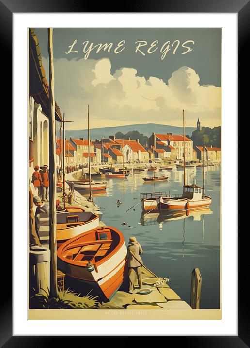 Lyme Regis 1950s Travel Poster Framed Mounted Print by Picture Wizard