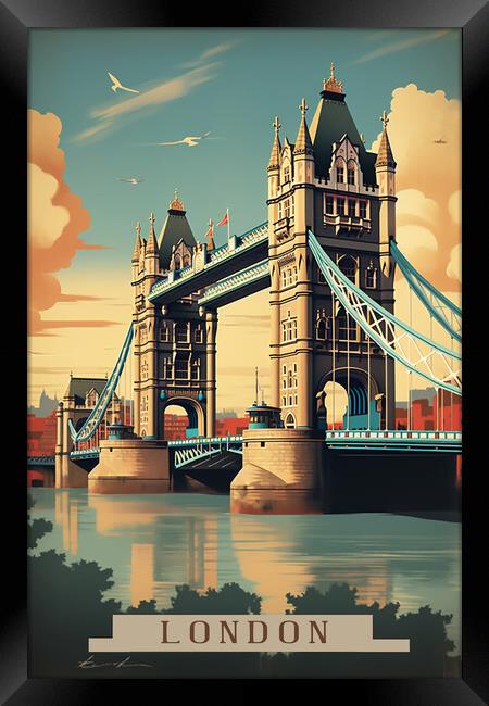 London 1950s Travel Poster  Framed Print by Picture Wizard