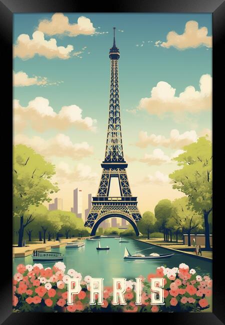 Paris 1950s Travel Poster  Framed Print by Picture Wizard