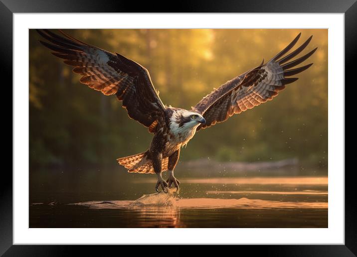 Osprey Fishing Framed Mounted Print by Picture Wizard