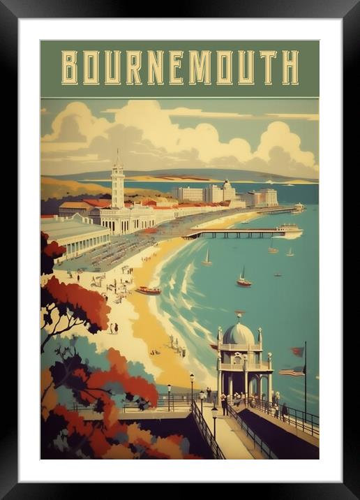 Bournemouth 1950s Travel Poster  Framed Mounted Print by Picture Wizard