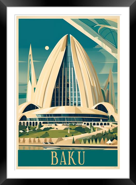 Baku Vintage Travel Poster   Framed Mounted Print by Picture Wizard