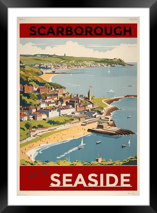Scarborough 1950s Travel Poster  Framed Mounted Print by Picture Wizard