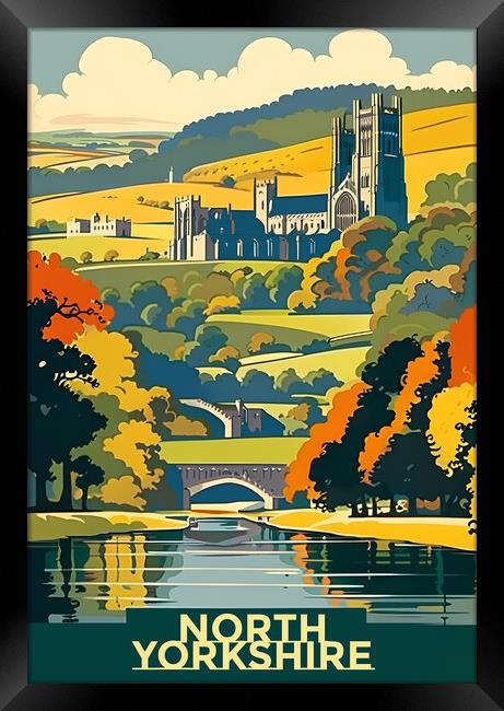 North Yorkshire Vintage Travel Poster   Framed Print by Picture Wizard