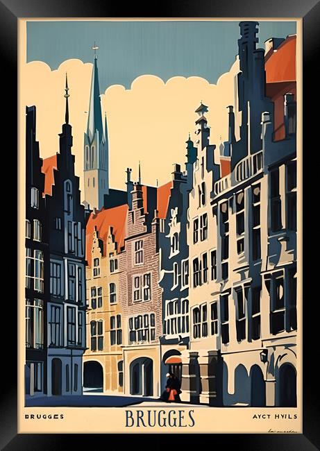 Brugges Vintage Travel Poster   Framed Print by Picture Wizard