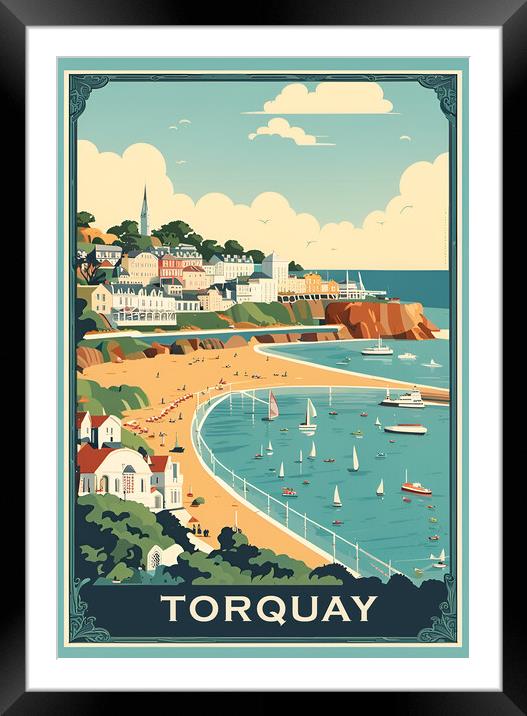 Torquay Vintage Travel Poster Framed Mounted Print by Picture Wizard