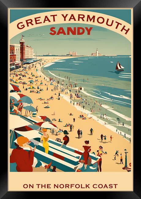 Great Yarmouth Vintage Travel Poster Framed Print by Picture Wizard