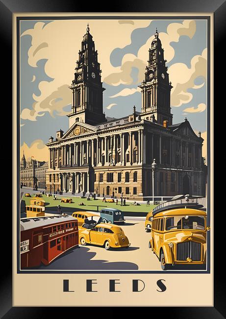 Leeds Vintage Travel Poster Framed Print by Picture Wizard