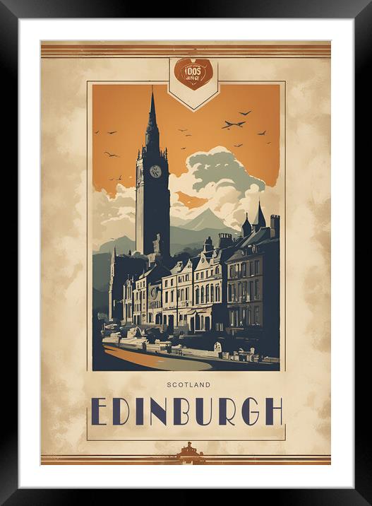 Vintage Travel Poster Edinburgh Framed Mounted Print by Picture Wizard