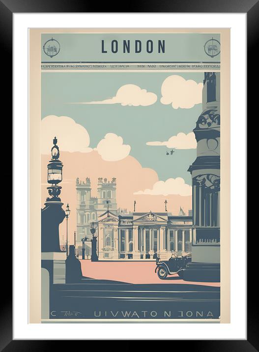 London Vintage Travel Poster  Framed Mounted Print by Picture Wizard