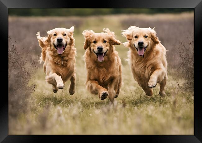 A trio of golden retrievers Framed Print by Picture Wizard