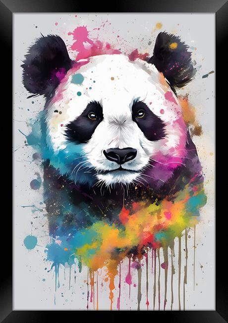 Panda Bear Ink Splatter Portrait Framed Print by Picture Wizard