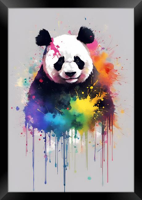Panda Bear Ink Splatter Portrait Framed Print by Picture Wizard