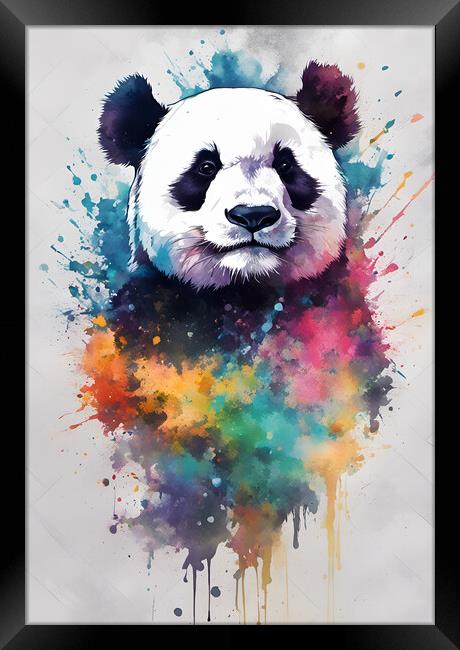 Panda Bear Ink Splatter Portrait Framed Print by Picture Wizard