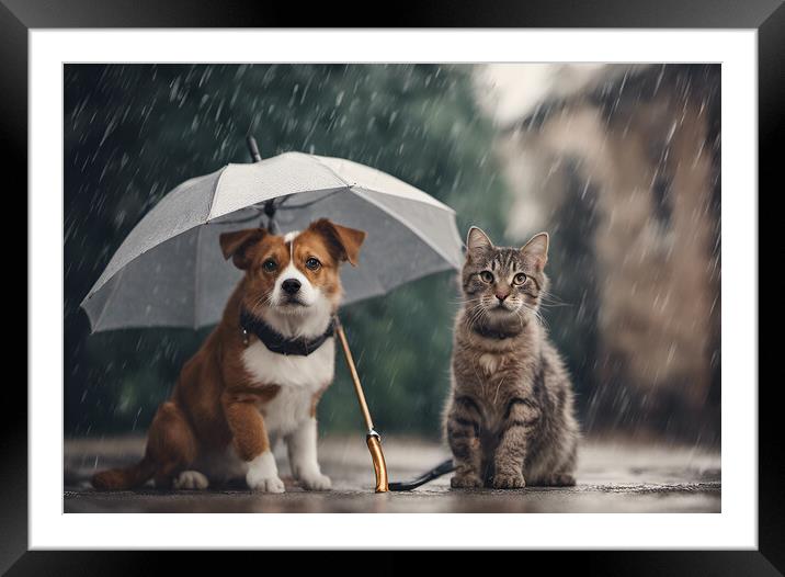 Raining Cats, Dogs Dry Framed Mounted Print by Picture Wizard