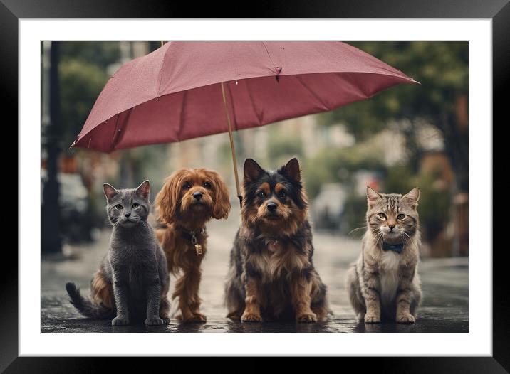Raining Cats and Dogs Framed Mounted Print by Picture Wizard