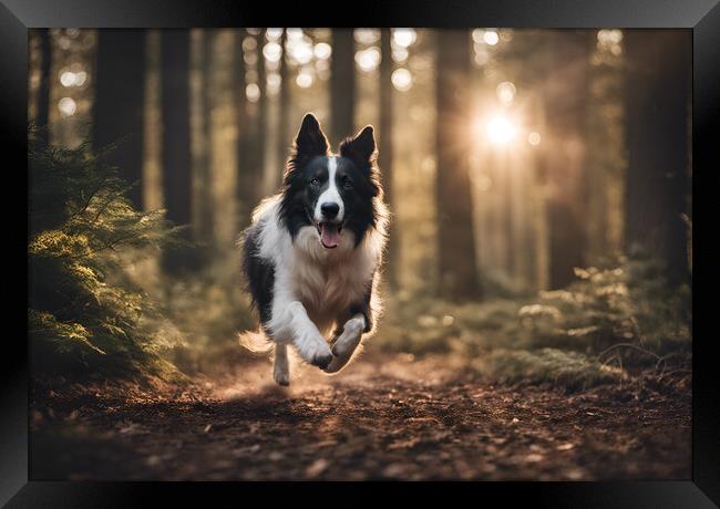 Running Collie Framed Print by Picture Wizard