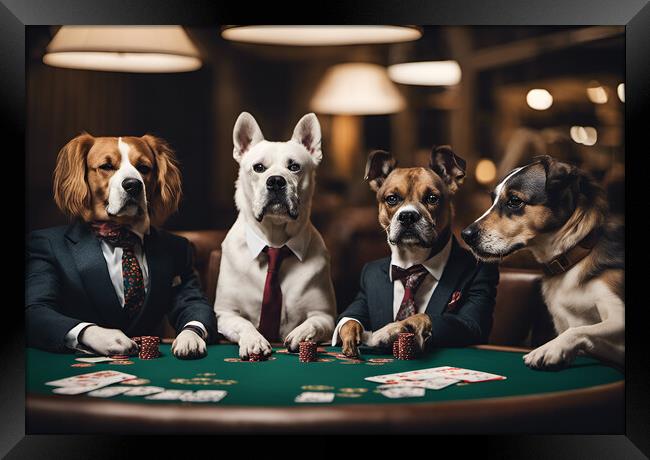 Dogs Playing Poker Framed Print by Picture Wizard