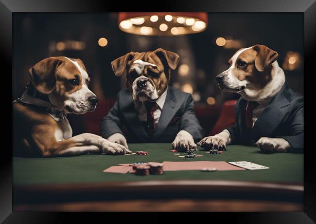 Dogs Playing Poker Framed Print by Picture Wizard