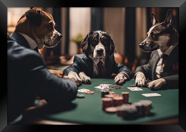 Dogs Playing Poker Framed Print by Picture Wizard