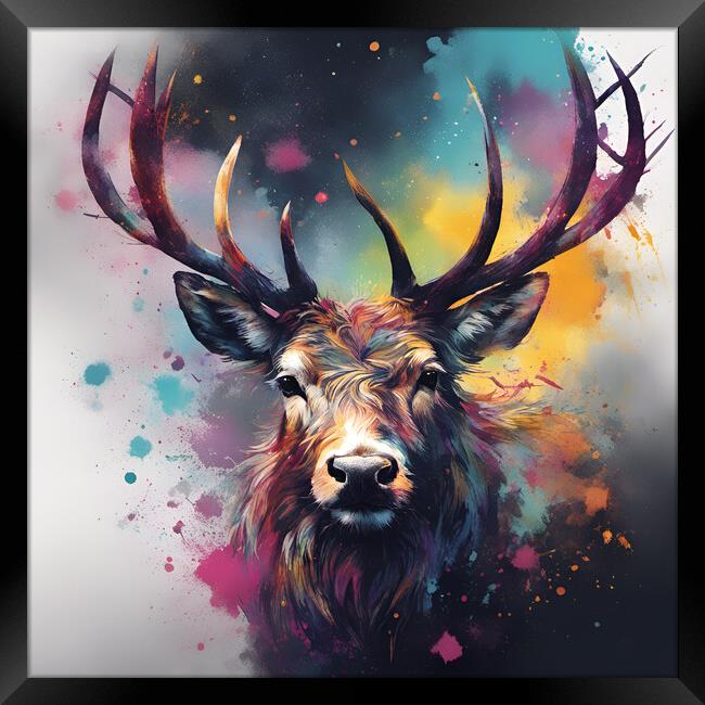 Highland Stag Portrait Framed Print by Picture Wizard