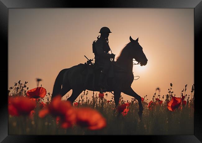 Mounted Cavalry Poppy Framed Print by Picture Wizard