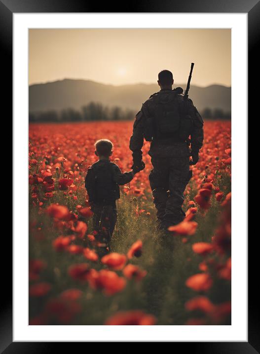 Father Soldier Framed Mounted Print by Picture Wizard