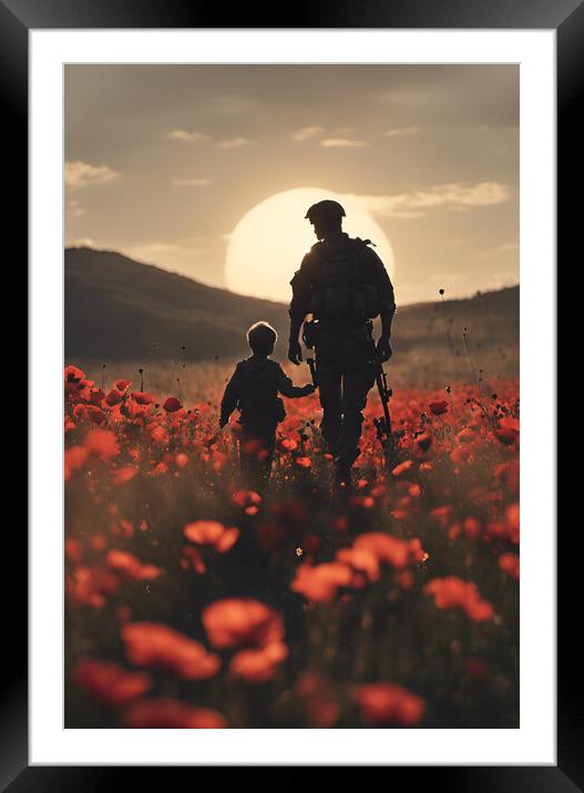 Father Soldier Framed Mounted Print by Picture Wizard