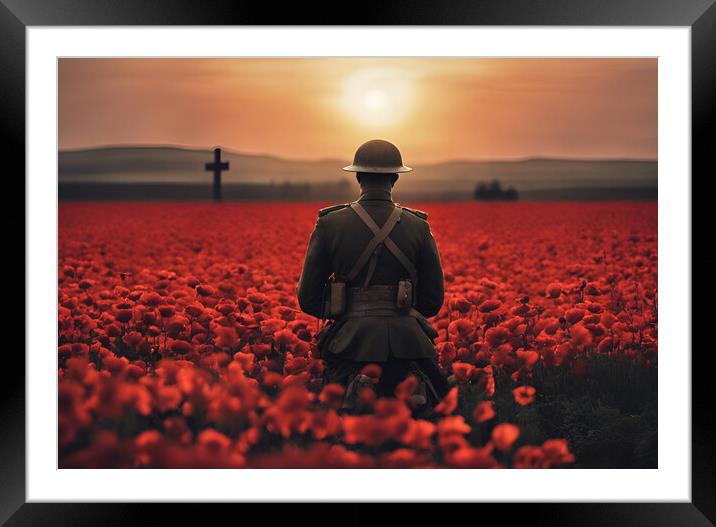 Praying Soldier Framed Mounted Print by Picture Wizard