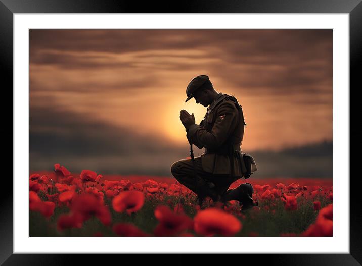 Praying Soldier Framed Mounted Print by Picture Wizard